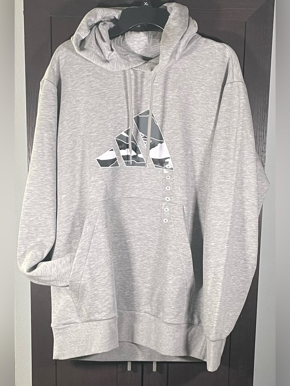 adidas Light Gray Logo Pullover Hoodie‎